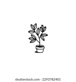 small tree doodle illustration vector