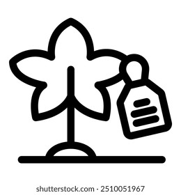 Pequeño árbol con una etiqueta adjunta, que representa el concepto de Identificación de la planta