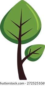 Un árbol Pequeño con una hoja verde en forma de corazón Grande y una hoja de brote diminuto que crece de un tronco marrón.