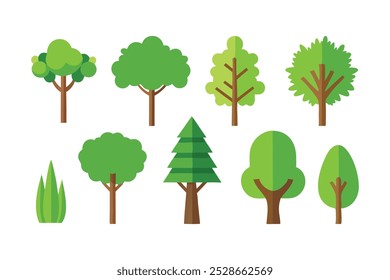 Small tree with planate flat vector illustration set white background