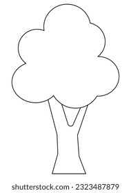 A small tree, a simple image of a plant - a vector linear picture for a children's coloring book. Outline. Tree stylized black and white for coloring