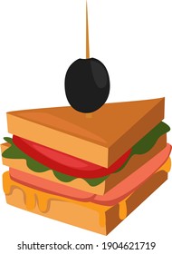 Pequeña ilustración del vector del sándwich de triángulo en un fondo blanco.