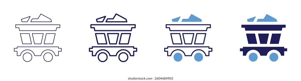 Small trolley cart icon in 4 different styles. Thin Line, Line, Bold Line, Duotone. Duotone style. Editable stroke.