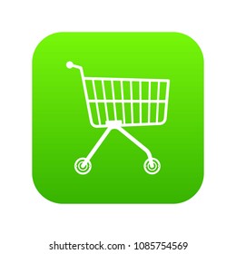 Small trolley icon green vector isolated on white background