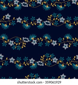 Small tropical floral embroidery seamless pattern .