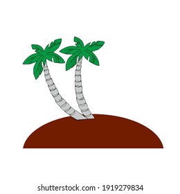 small tropical island with two coconut tree vector design
