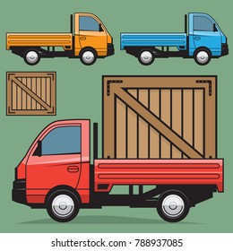 Small Truck or delivery car side view, vector illustration