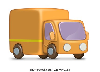 Small truck for fast express delivery. 3d render, courier shipping van, industry and business auto with body, vector illustration transportation logistics