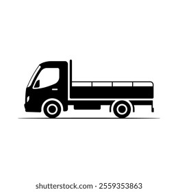 Small truck icon. Black silhouette. Side view. Vector simple flat graphic illustration. Isolated object on white background. Isolate.