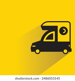 small truck icon with shadow on yellow background