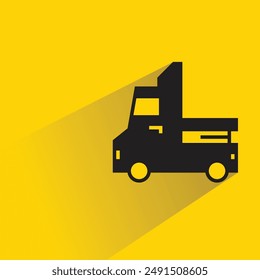 small truck icon with shadow on yellow background