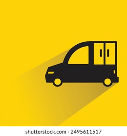 small truck icon with shadow on yellow background