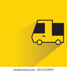 small truck icon with shadow on yellow background
