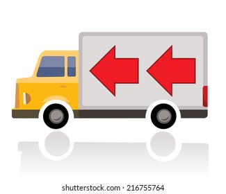 small truck with red arrows 