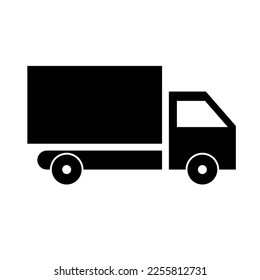 Small truck silhouette icon. Delivery of a package. Vector.