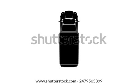 small truck top view, black isolated silhouette