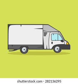 Small truck for transportation cargo vector illustration on green background