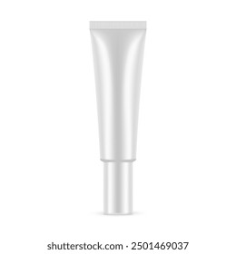 Small Tube Mockup For Cream Or Balm, Front View, Isolated On White Background. Vector Illustration