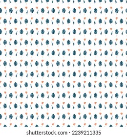 small tulip and leaves print seamless repeat pattern