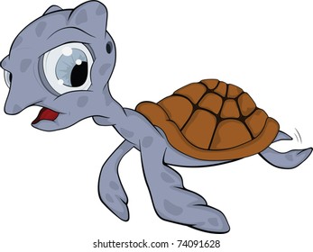 Small turtle. Cartoon