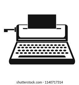 Small typewriter icon. Simple illustration of small typewriter vector icon for web design isolated on white background