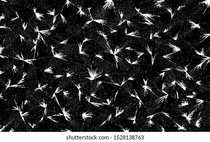Small uneven spots and particles of debris. Abstract vector texture.  Distressed uneven background. Grunge texture overlay with fine grains isolated on white background. Vector illustration. EPS10.