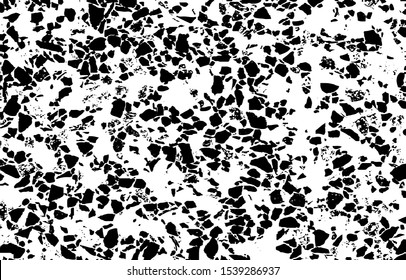 Small uneven spots and particles of debris. Abstract vector texture.  Distressed uneven background. Grunge texture overlay with fine grains isolated on white background. Vector illustration. EPS10.
