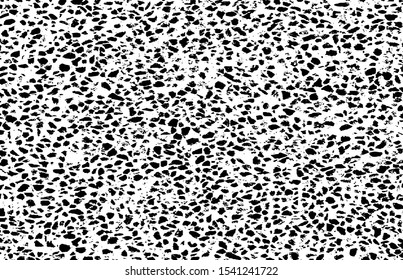 Small uneven spots and particles of debris. Abstract vector texture.  Distressed uneven background. Grunge texture overlay with fine grains isolated on white background. Vector illustration. EPS10.