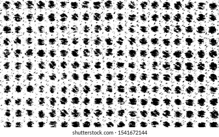Small uneven spots and particles of debris. Abstract vector texture.  Distressed uneven background. Grunge texture overlay with fine grains isolated on white background. Vector illustration. EPS10.