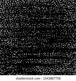 Small uneven spots and particles of debris. Abstract vector texture.  Distressed uneven background. Grunge texture overlay with fine grains isolated on white background. Vector illustration. EPS10.