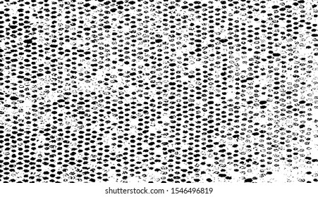 Small uneven spots and particles of debris. Abstract vector texture.  Distressed halftone background. Grunge texture overlay with fine grains isolated on white background. Vector illustration. EPS10.