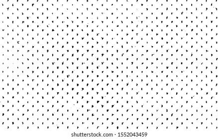 Small uneven spots and particles of debris. Abstract vector texture.  Distressed uneven background. Grunge texture overlay with fine grains isolated on white background. Vector illustration. EPS10.