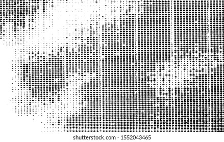 Small uneven spots and particles of debris. Abstract vector texture.  Distressed uneven background. Grunge texture overlay with fine grains isolated on white background. Vector illustration. EPS10.