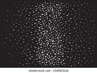 Small uneven spots and particles of debris. Abstract vector texture.  Distressed uneven background. Grunge texture overlay with fine grains isolated on white background. Vector illustration. EPS10.
