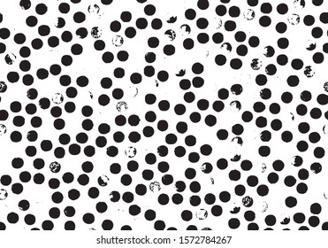 Small uneven spots and particles of debris. Abstract vector texture.  Distressed uneven background. Grunge texture overlay with fine grains isolated on white background. Vector illustration. EPS10.