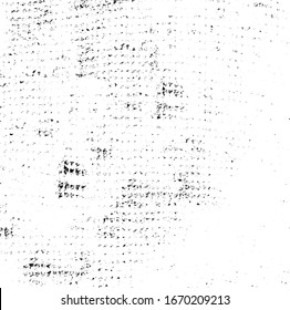 Pequeñas manchas y partículas desiguales de escombros. Textura vector abstracta.  Antecedentes desiguales. Superposición de textura gruesa con granos finos aislados sobre fondo blanco. Ilustración vectorial. EPS10.
