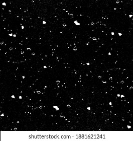 Small uneven spots and particles of debris. Abstract vector texture.  Distressed uneven background. Grunge texture overlay with fine grains isolated on white background. Vector illustration. EPS10.