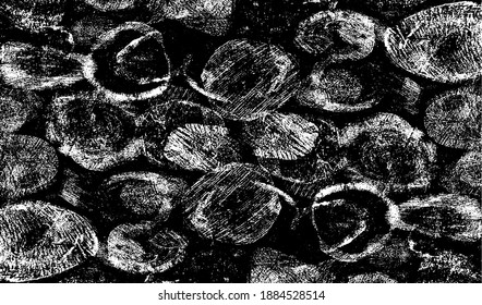 Small uneven spots and particles of debris. Abstract vector texture.  Distressed uneven background. Grunge texture overlay with fine grains isolated on white background. Vector illustration. EPS10.