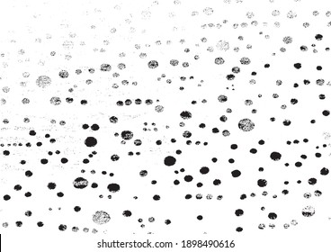 Small uneven spots and particles of debris. Abstract vector texture.  Distressed uneven background. Grunge texture overlay with fine grains isolated on white background. Vector illustration. EPS10.