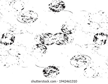 Small uneven spots and particles of debris. Abstract vector texture.  Distressed uneven background. Grunge texture overlay with fine grains isolated on white background. Vector illustration. EPS10.