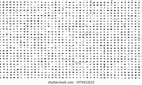 Small uneven spots and particles of debris. Abstract vector texture.  Distressed uneven background. Grunge texture overlay with fine grains isolated on white background. Vector illustration. EPS10.
