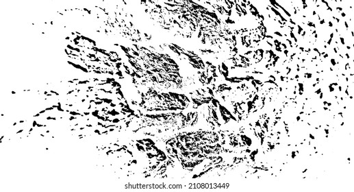 Small uneven spots and particles of debris. Abstract vector texture.  Distressed uneven background. Grunge texture overlay with fine grains isolated on white background. Vector illustration. EPS10.
