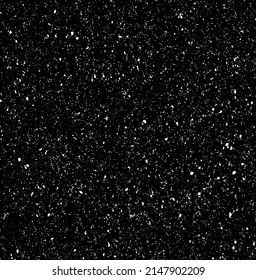 Small uneven spots and particles of debris. Abstract vector texture.  Distressed uneven background. Grunge texture overlay with fine grains isolated on white background. Vector illustration. EPS10.