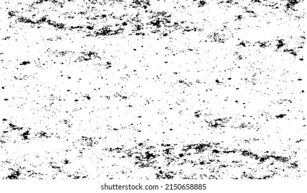 Small uneven spots and particles of debris. Abstract vector texture.  Distressed uneven background. Grunge texture overlay with fine grains isolated on white background. Vector illustration. EPS10.