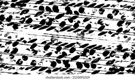 Small uneven spots and particles of debris. Abstract vector texture.  Distressed uneven background. Grunge texture overlay with fine grains isolated on white background. Vector illustration. EPS10.