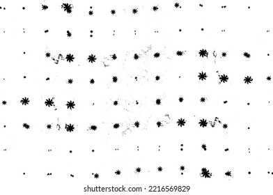 Pequeñas manchas y partículas desiguales de los escombros. Textura de vector abstracta.  Antecedentes desiguales. Superposición de textura gruesa con granos finos aislados sobre fondo blanco. Ilustración vectorial. EPS10.