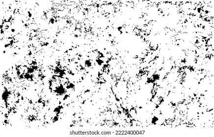 Small uneven spots and particles of debris. Abstract vector texture.  Distressed uneven background. Grunge texture overlay with fine grains isolated on white background. Vector illustration. EPS10.