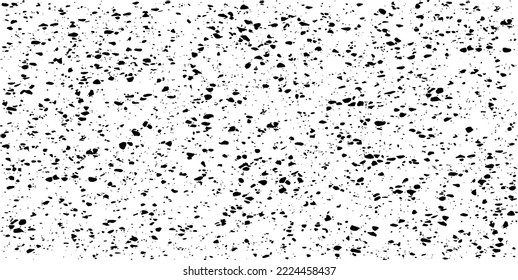 Small uneven spots and particles of debris. Abstract vector texture. Distressed uneven background. Grunge texture overlay with fine grains isolated on white background. Vector illustration. EPS10.