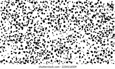 Small uneven spots and particles of debris. Abstract vector texture.  Distressed uneven background. Grunge texture overlay with fine grains isolated on white background. Vector illustration. EPS10.