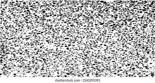 Small uneven spots and particles of debris. Abstract vector texture.  Distressed uneven background. Grunge texture overlay with fine grains isolated on white background. Vector illustration. EPS10.